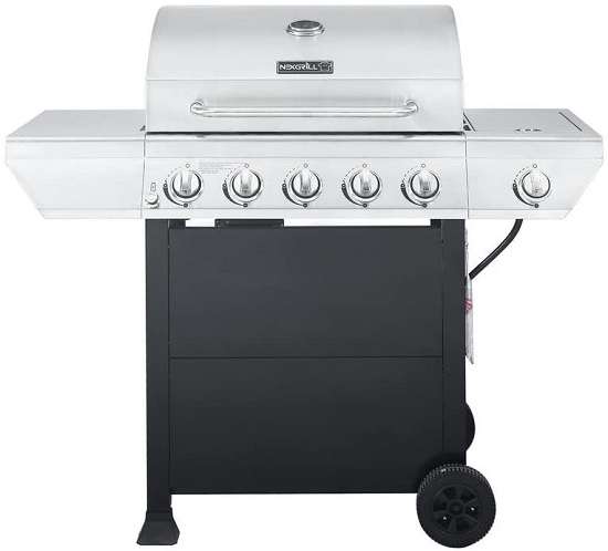 NexGrill 5-Burner Propane Gas Grill with Side Burner and Black Cabinet