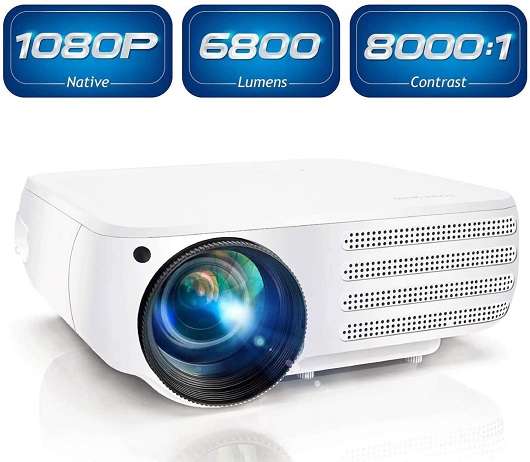 Poner Saund 1080P Native 6800 Lumens HDMI Projector for Home &Office